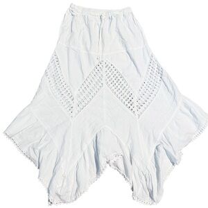 Vintage Cotton Handkerchief Hem White Women's Skirt Medium